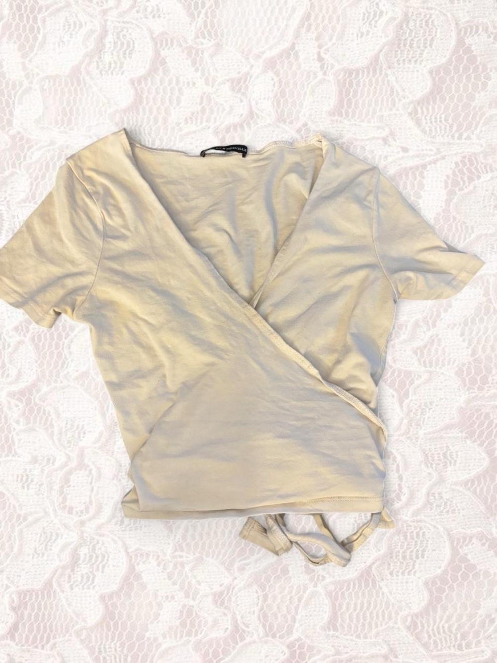 Brandy Melville Cream Wrap Crop Top